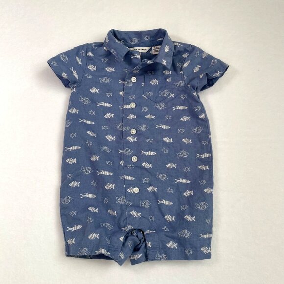 Janie & Jack Baby Bundle Lot 3 Rompers 0-3 Months Striped & Fish Print - Picture 10 of 14